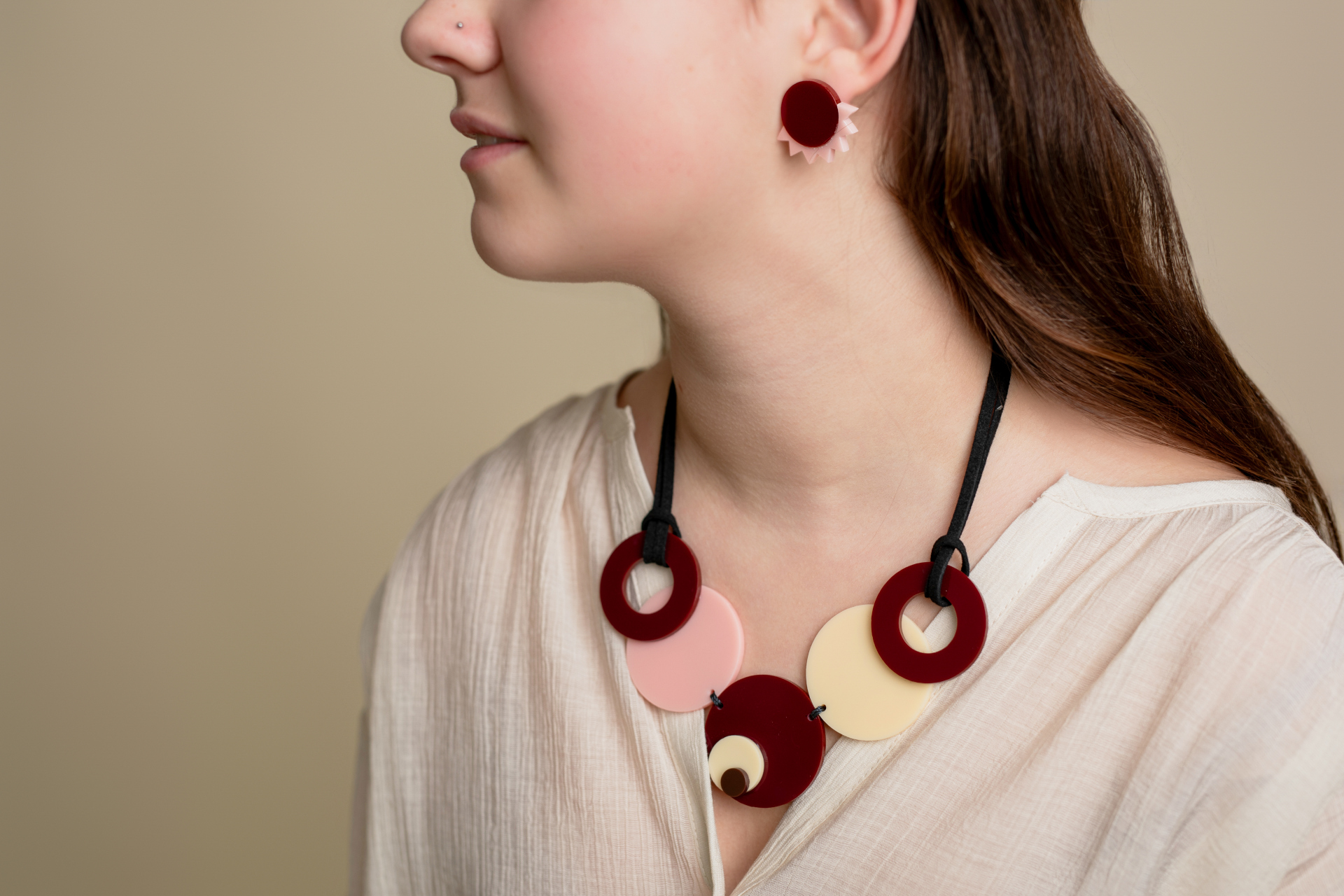 Collar y pendientes metacrilato