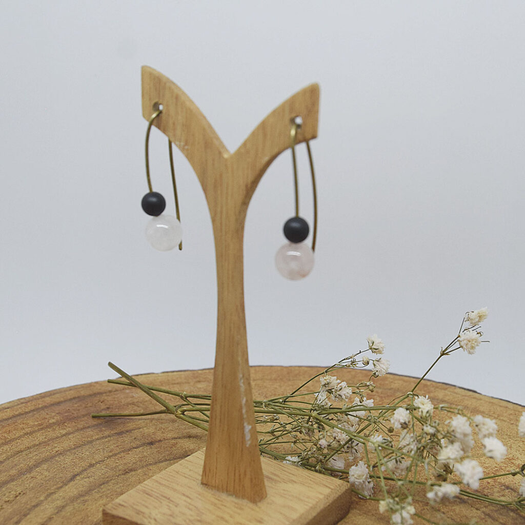 Pendientes Frambuesa en latón y ónix