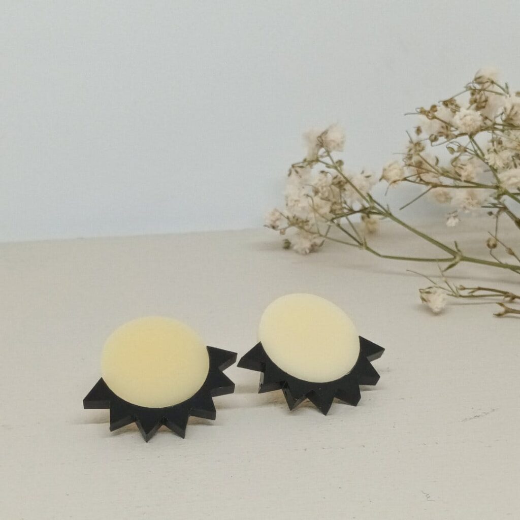 Pendientes Ojos en color hueso y negro