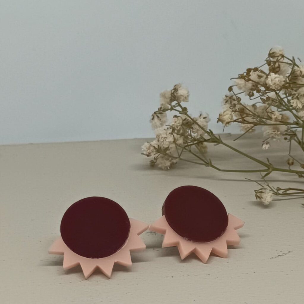 Pendientes ojos en color chocolate y rosa