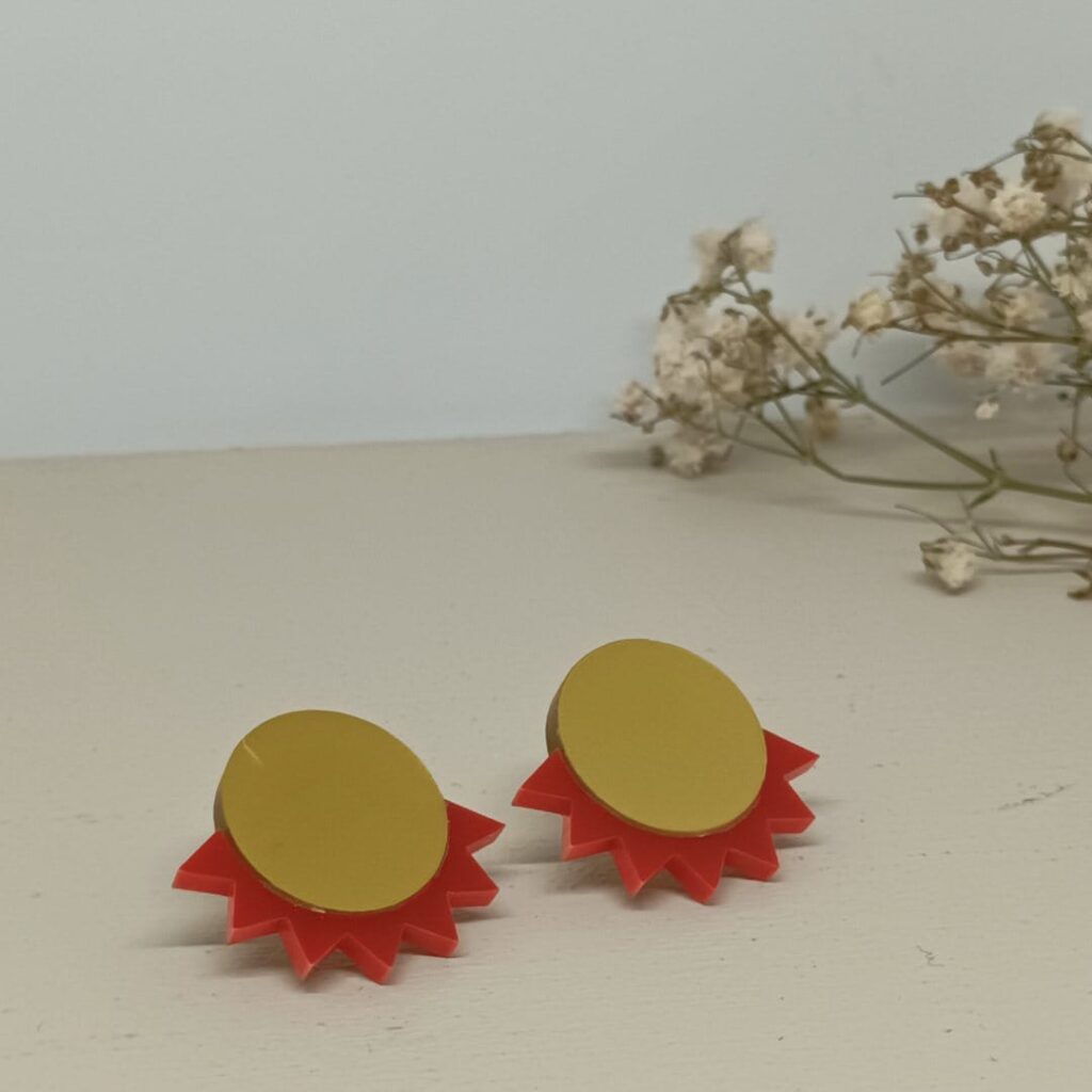 Pendientes ojos colores dorado-naranja
