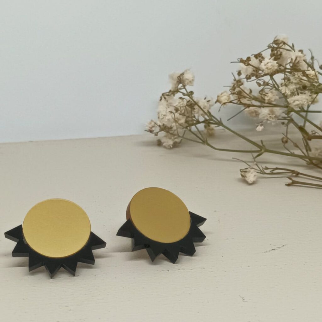 Pendientes ojos dorado-negro