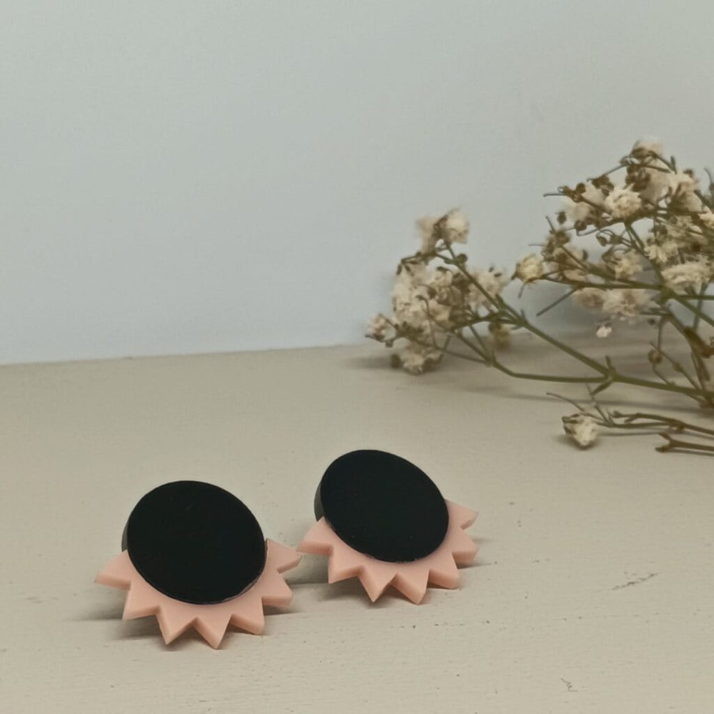 Pendientes ojos negro-rosa