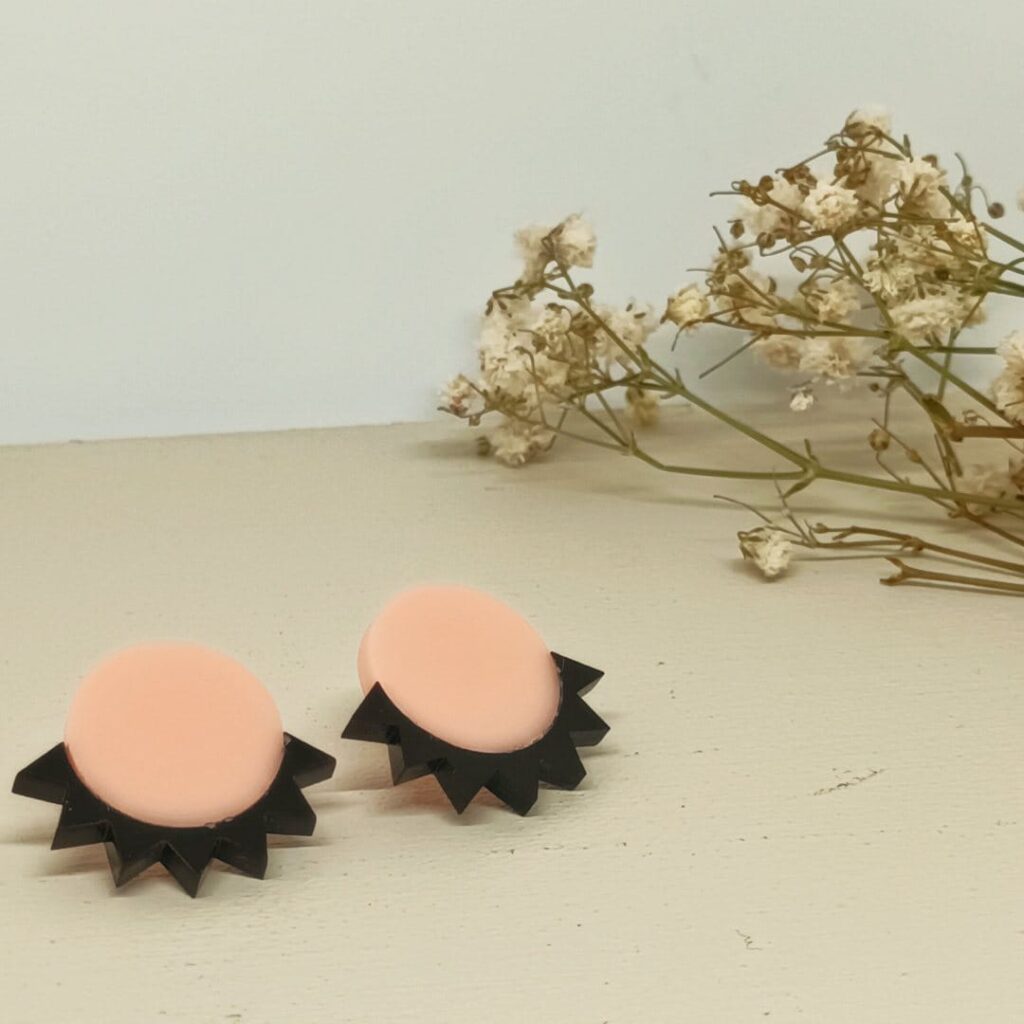 Pendientes ojos colores rosa-negro