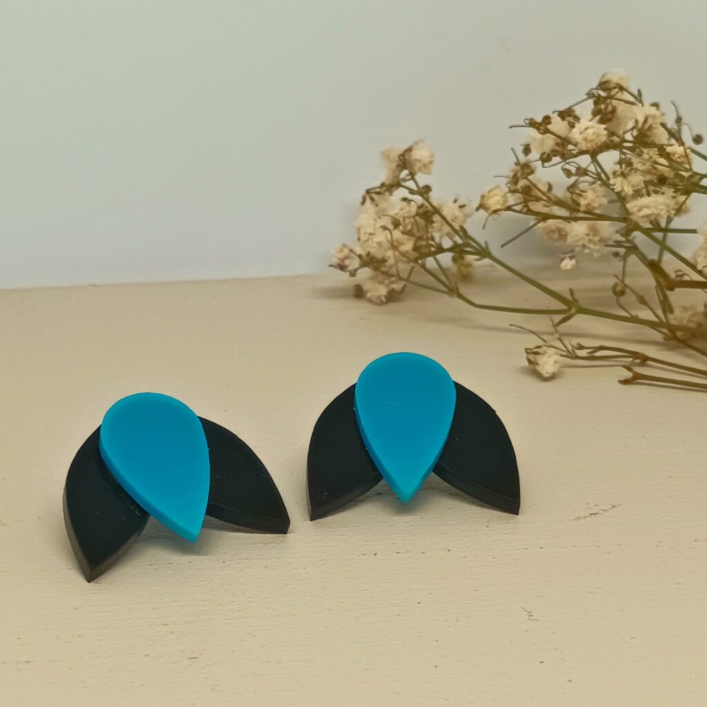 Pendientes Tulipán color negro y azul